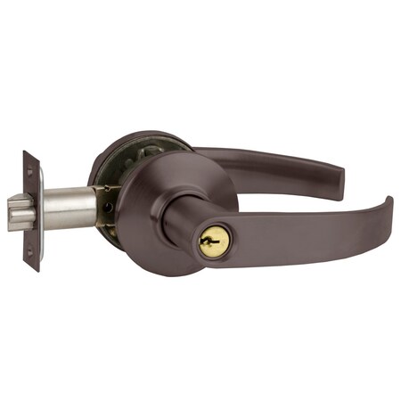 Schlage Grade 2 Tubular Lock, Entrance/Office Function, Key in Lever Cylinder, Neptune Lever, Oil-Rubbed Bro S51PD NEP 613
